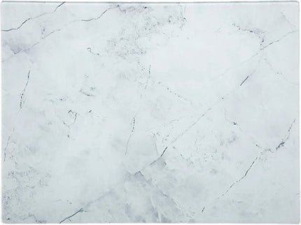 Snijplank rechthoek wit met marmer print 40 x 30 cm van glas - 2x - Serveerplank - Broodplank