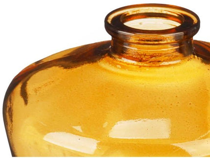 Glazen vaas Amber 13 cm – decoratieve diamond glass jar – woonaccessoire - Ø10,5 cm