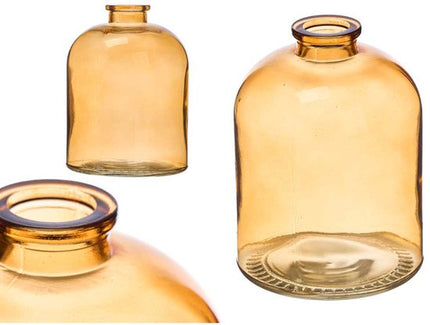 Glazen Pot - Voorraadpot Glas - Keuken Opslag Pot - Glazen Pot met Deksel - Rond Glas Bewaarpotje - 300g - 9 x 9 x 12 cm - Amber