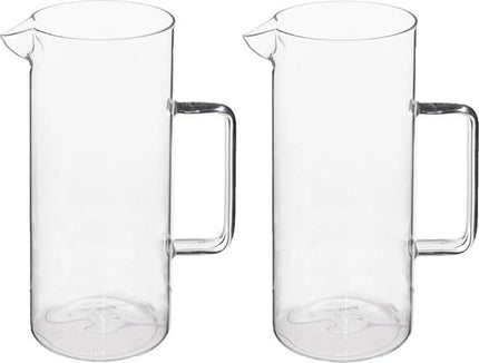 Secret de Gourmet Water Karaf/schenkkan - schenktuit - 2x - glas - 1.5 Liter - D10 x H22 cm