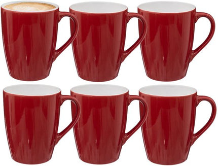 5Five koffiemokken Colorama rood, set van 12 stuks, keramiek, 380 ml