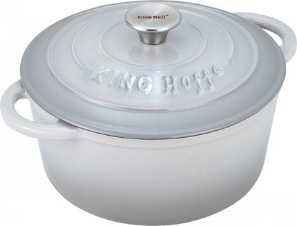 Kinghoff gietijzeren braadpan 21 cm, 2,4 liter, grijs geëmailleerd met deksel