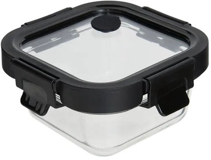 Vershoudbakjes Glas Set van 5 - Kleine Meal Prep Bakjes 320ml - Glazen Snackbakjes met Deksel - Lunchbox - Zwarte Deksel