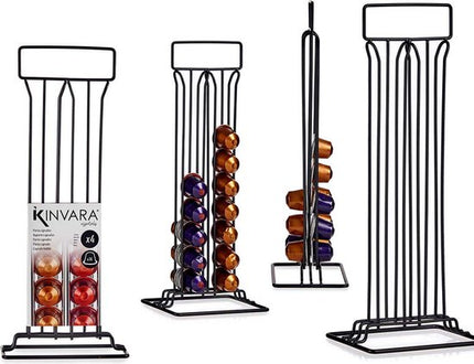 Kinvara koffiecapsulehouder voor 36 cups, metaal, zwart, geschikt voor Nespresso