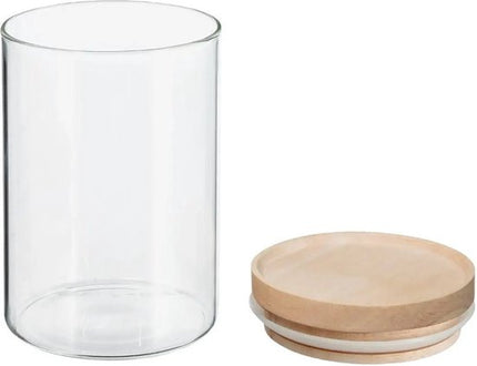 Secret de Gourmet Voorraadbus - 3x stuks - voorraadpot - 600 ml - glas - met houten deksel - voedsel - keuken
