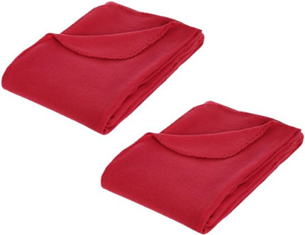 Microvezel plaid set van 2, zachte fleece deken, 125 x 150 cm, rood