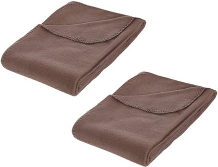 Plaid - Microvezel Plaid - Set van 2 - Zachte Fleece Deken - 125 x 150 cm - Bruin