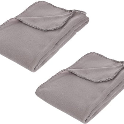 Plaid - Microvezel Plaid - Set van 2 - Zachte Fleece Deken - 125 x 150 cm - Lichtgrijs