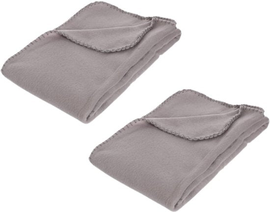 Plaid - Microvezel Plaid - Set van 2 - Zachte Fleece Deken - 125 x 150 cm - Lichtgrijs