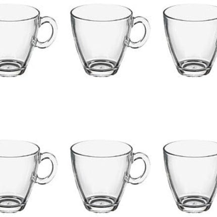 Sia Glazen Mok Set - Koffiemok - Set van 6 - Kleine Theemok van Glas - Moderne Drinkbeker - Magnetron & Vaatwasser Bestendig - ca. 8.2 x 8.2 x 8.2 cm - 215ml - Transparant