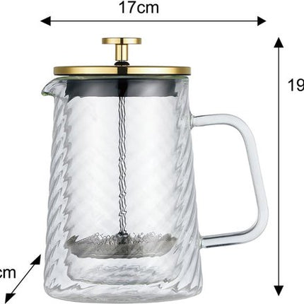 Klausberg Piston Koffie-/Thee Zetter - Glas - 600ml - Theepress | theemaker| theezetter| French press voor koffie en thee