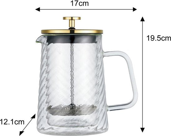 Klausberg Piston Koffie-/Thee Zetter - Glas - 600ml - Theepress | theemaker| theezetter| French press voor koffie en thee