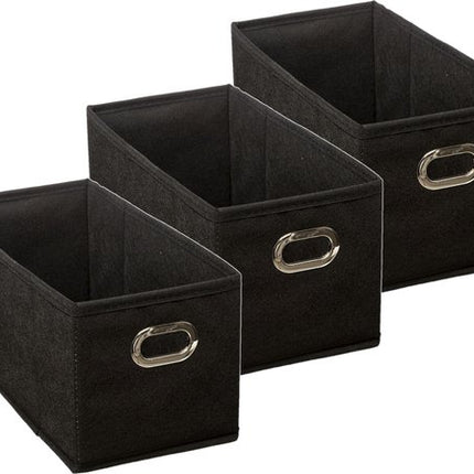 5Five Opbergmand/kastmand - Set van 3x stuks - zwart - linnen - 7 liter - 31 x 15 x 15 cm - Opbergbox - Vakkenkast manden
