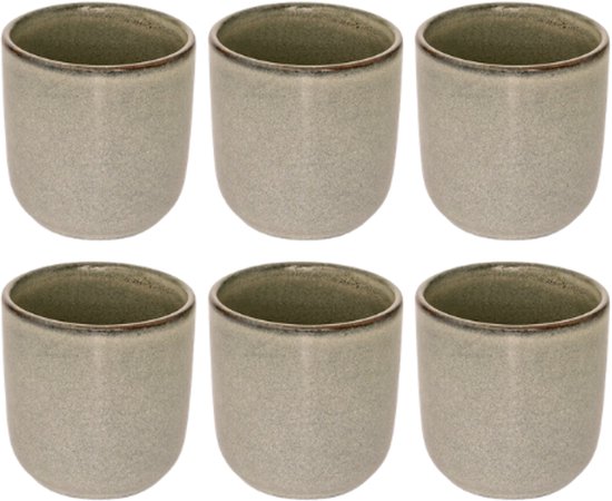 Espressokopjes - Espressoglaasjes - Kleine Koffiekopjes - Set van 6 - Keramische Espressokopjes - Aardewerk - Vaatwasser- & Magnetronbestendig - 100 ml - Groen