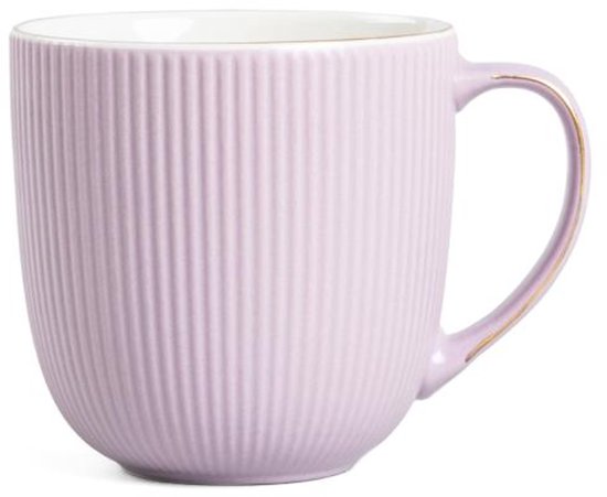 Homla - Daisy Mok - Koffiemok - Theemok - Moderne Mok - Koffiebeker - Vaatwasser Bestendig - Keramiek - 350ml - 12 x 12 x 9cm - Violet