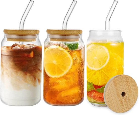 Luxe drinkglazen met deksel en rietje