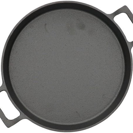 HOMLA - Andreas Gietijzeren Koekenpan - Cast Iron Frying Pan - met Bamboe Onderzetter - Twee Handgrepen - Ovenbestendige Grillpan & Serveerpan - Duurzame Skillet - 25 x 20 cm - Zwart