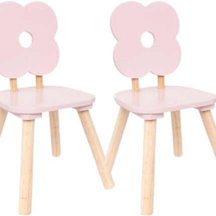 Douceur Bloem Kinderstoel - Kindermeubel - Set van 2 - Kinderstoelen - Ergonomische Kinderstoel - MDF & Hout - 23 x 23 x 48 cm - Roze