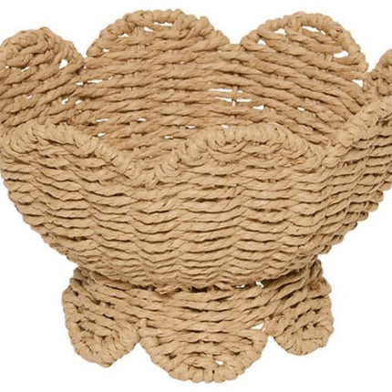 Decoratieve Schaal - Woonschaal - Sierplateau - Decoratieve Schaal met Festoenrand - Papieren Opbergschaal - Landelijke Decoratieschaal - Binnengebruik - Ø23.5 x 14 cm - Beige