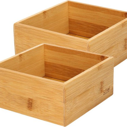 5Five Bestekbak/keuken organizer - Set van 2x stuks - 1 vaks - Tidy Smart serie - bamboe - 15 x 15 x 7 cm