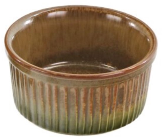 MPLCo - Ombres Crème Brûlée Schaaltje - Dessert Schaaltje - Ovenbestendige Ovenschaal Dessert - Ramekin Schaaltjes - Oven & Magnetron Geschikt - 200ml - Keramiek - Ø10 x 5 cm - Groen Bruin