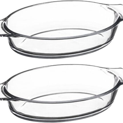 Ovenschaal - Mini Ovale Ovenschalen - Bakvorm - Set van 2 - Borosilicaat Glazen - Ovaal - 0.4L - 20x11 cm - Transparant