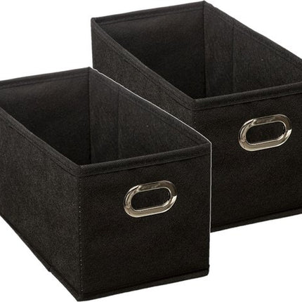 5Five Opbergmand/kastmand - Set van 2x stuks - zwart - linnen - 7 liter - 31 x 15 x 15 cm - Opbergbox - Vakkenkast manden