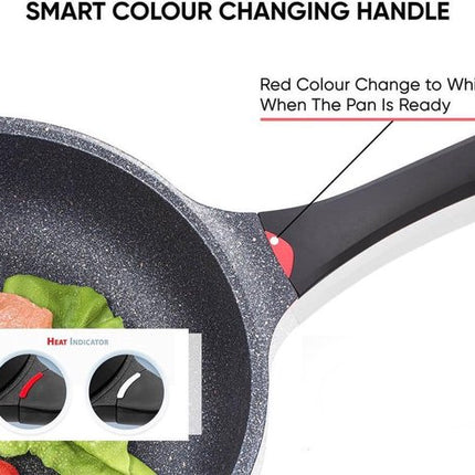 Hakal 3-in-1 wokpan set van 2 met glazen deksel, Ø28 cm, inductie, rood en grijs