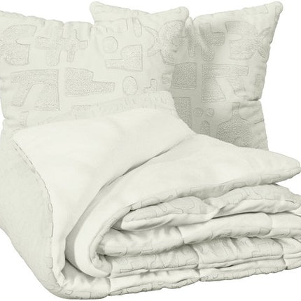 3-delige beddenset van gewassen microvezel met getufte motieven