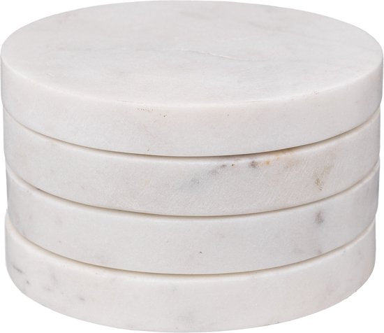 Secret de Gourmet Onderzetters voor glazen - 8 stuks - Marmer - Wit