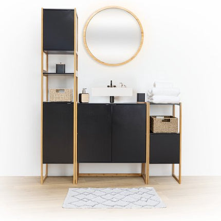 Toiletrolhouder Natureo met Reserverolhouder 33x20x80cm - Zwart/Bruin