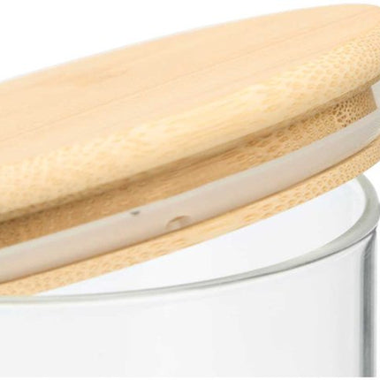 Bewaarpot - Glazen Voorraadpot - Borosilicaat Glas Bewaarpot met Bamboe Deksel - Keuken Voorraadbus - Transparante Voorraadpot Groot - Pasta Rijst Muesli - 1.8L - 10 x 10 x 25 cm - Transparant & Bamboe