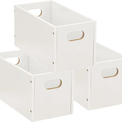 5five houten opbergmand wit, set van 3 stuks, 7 liter, 31 x 15 x 15 cm