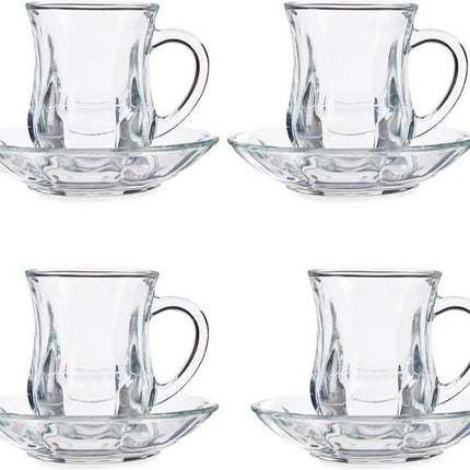 Vivalto Theeglas met Schotel en Oor - 125ml - Set van 4 - Turkse Theeglazen