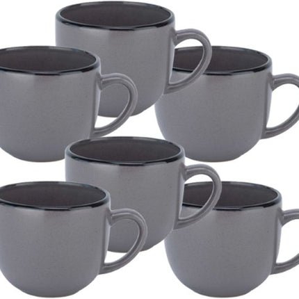 Speckle Grey Koffiemok - Koffiemok - Theekopje - Set van 6 - Stijlvol & Duurzaam - Compact Design - Aardewerk - 240ml - Grijs