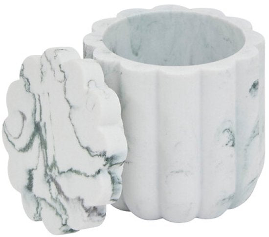 Badkameraccessoireset - Moderne Badkameraccessoires - Zeepdispenser 230 ml - Tandenborstelhouder - Toiletborstel - Wattenbakje - Luxe Badkameraccessoires - Polyresin - Marmer Wit