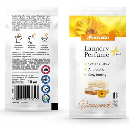 Elix - Amarella Wasparfum - Set van 4 Sachets - Laundry Perfume - Wasverzachter Parfum - Antistatisch Strijkgemak - Langdurig - 10ml Sachet - Vanwood