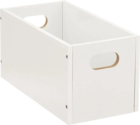 5five houten opbergmand wit, set van 3 stuks, 7 liter, 31 x 15 x 15 cm