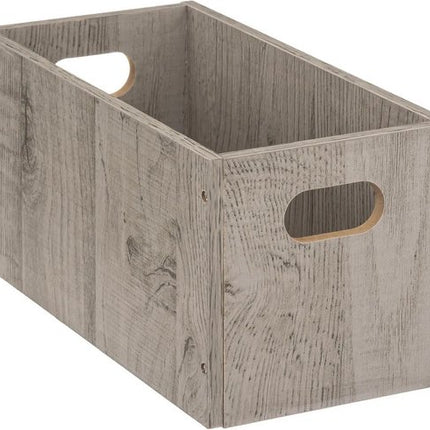 5five Opbergmand/kastmand van hout - Set van 3x stuks - grijs - 7 Liter - 31 x 15 x 15 cm - Opbergboxen - Vakkenkast manden