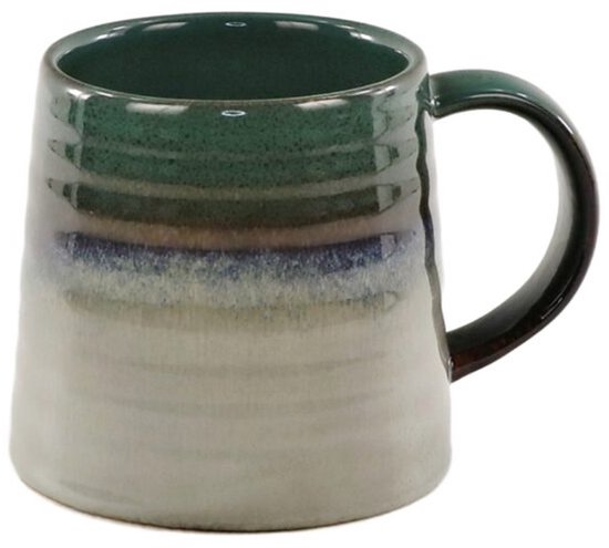 MPLCo - Ombres Mok - Koffiemok - Set van 4 - Theemok - Unieke Beker - Moderne Koffiebeker Servies - Vaatwasser & Magnetron Bestendig - 400ml - Ø10 x 10 cm - Groen-grijs