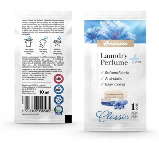 Elix - Amarella Wasparfum - Set van 4 Sachets - Laundry Perfume - Wasverzachter Parfum - Antistatisch Strijkgemak - Langdurig - 10ml Sachet - Classic