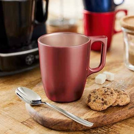 Mok - Moderne Koffiemokken - Glazen Mok - Set van 2 - Luxe Drinkglazen Voor Koffie & Thee - 250ml - 10.4 x 10.4 x 9.2 cm - Rood