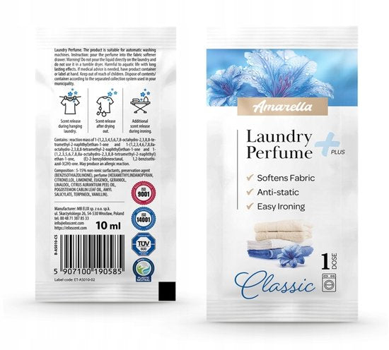 Elix - Amarella Wasparfum - Laundry Perfume - Wasverzachter Parfum - Antistatisch Strijkgemak - Langdurig - 10ml Sachet - Classic