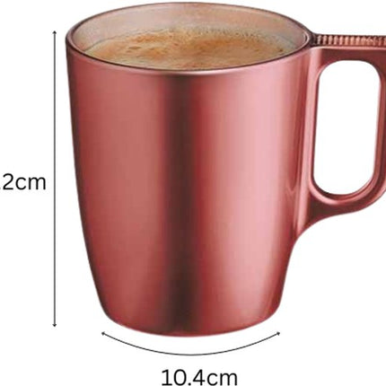 Mok - Moderne Koffiemokken - Glazen Mok - Set van 2 - Luxe Drinkglazen Voor Koffie & Thee - 250ml - 10.4 x 10.4 x 9.2 cm - Rood