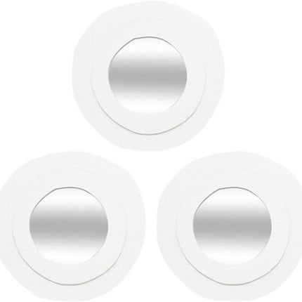 Wandspiegels - Badkamerspiegels - Set van 3 - Ronde Wandspiegels - MDF Decoratieve Spiegels - Moderne Wanddecoratie voor Woonkamer, Hal, Slaapkamer & Badkamer - Ø25 cm - Wit