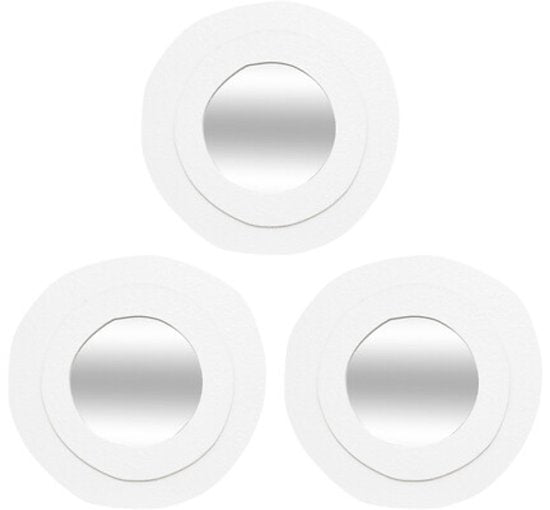 Wandspiegels - Badkamerspiegels - Set van 3 - Ronde Wandspiegels - MDF Decoratieve Spiegels - Moderne Wanddecoratie voor Woonkamer, Hal, Slaapkamer & Badkamer - Ø25 cm - Wit