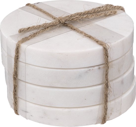 Secret de Gourmet Onderzetters voor glazen - 8 stuks - Marmer - Wit