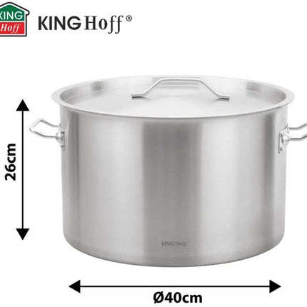 Kookpan - Catering Pan - Extra Grote Soeppan met Deksel - Stockpot - Inductie Geschikt - voor Soep, Pasta & Stoofgerechten - 32L - Ø40 cm - RVS
