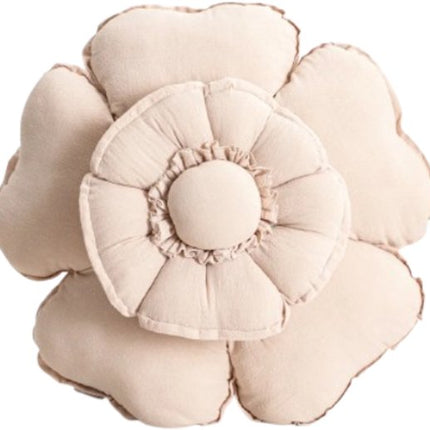Homla - Kussen - Sierkussen - Woonkamerkussen - Bloemvormig Katoenen Sierkussen - Decoratief Gewatteerd Kussen voor Bank, Bed & Fauteuil - Ø45 cm - Ecru
