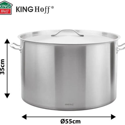 Kookpan - Catering Pan - Extra Grote Soeppan met Deksel - Stockpot - Inductie Geschikt - voor Soep, Pasta & Stoofgerechten - 83L - Ø55 cm - RVS